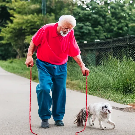 Prompt: elderly man walking a pet crab, leash, park, happy, canon eos r 3, f / 1. 4, iso 2 0 0, 1 / 1 6 0 s, 8 k, raw, unedited, symmetrical balance, wide angle