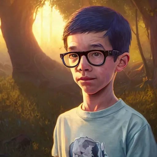 Image similar to highly detailed portrait kid milhouse from the simpsons, in gta v, stephen bliss, unreal engine, fantasy art by greg rutkowski, loish, rhads, ferdinand knab, makoto shinkai and lois van baarle, ilya kuvshinov, rossdraws, tom bagshaw, global illumination, radiant light, detailed and intricate environment