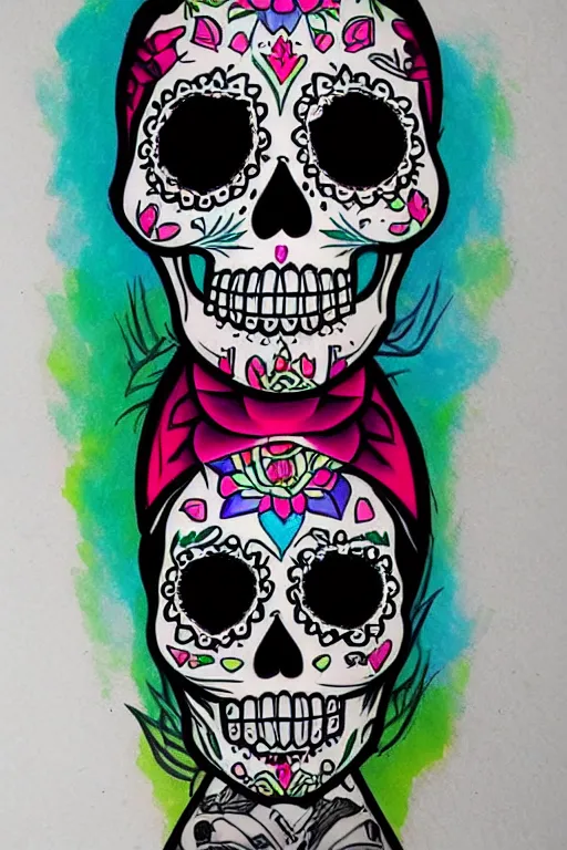 Image similar to Sugar skull girl tattoo inspired art