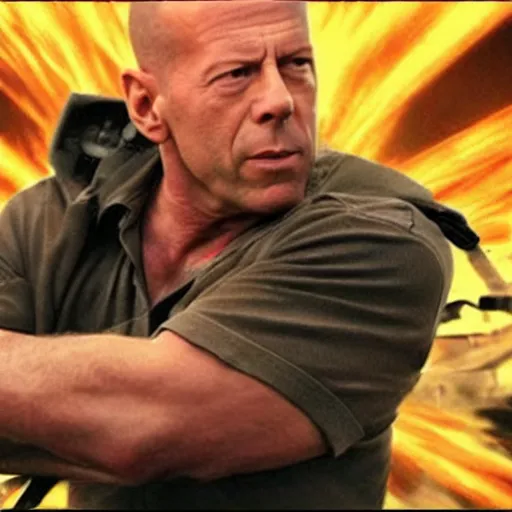 Prompt: Bruce Willis in a Gritty Pokemon Movie