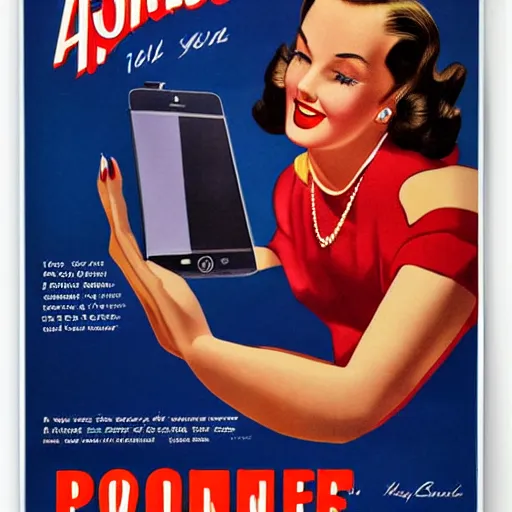 Image similar to 1 9 5 0's iphone advertisement, digital art