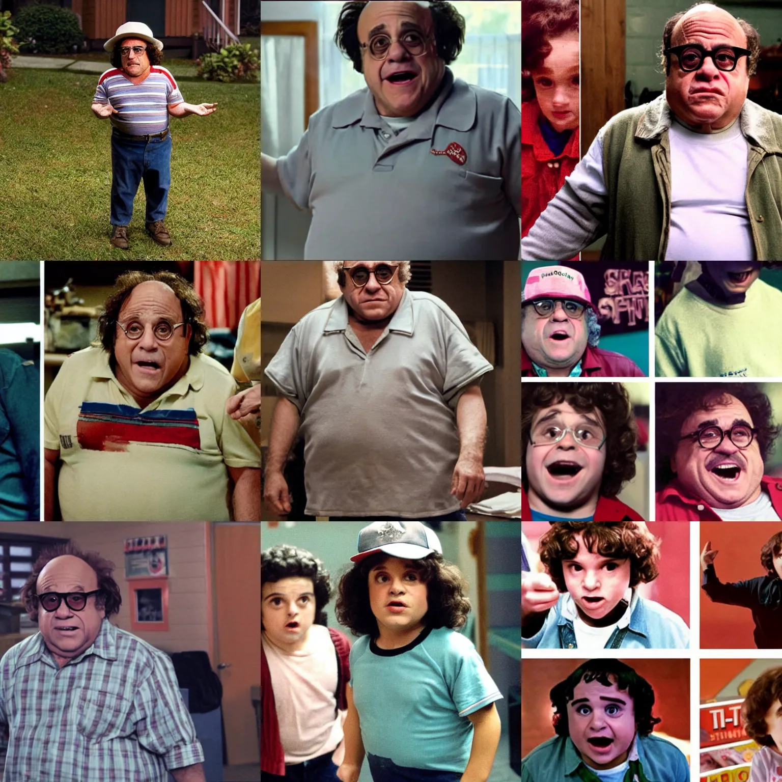 Prompt: Danny devito as Dustin from Stranger things