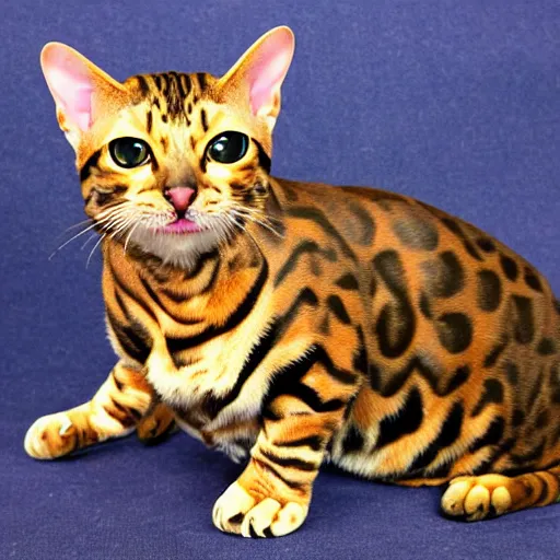 Image similar to bengal cat, adult, beautiful fur, friendly, detailed, photorealistic - i