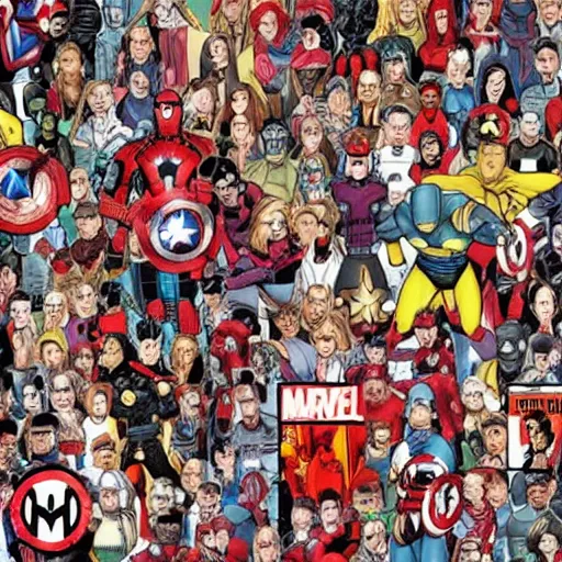 Image similar to marvel mcu where's waldo style book