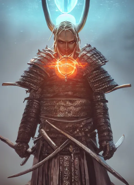 Image similar to samurai, ultra detailed fantasy, elden ring, realistic, dnd character portrait, full body, dnd, rpg, lotr game design fanart by concept art, behance hd, artstation, deviantart, global illumination radiating a glowing aura global illumination ray tracing hdr render in unreal engine 5