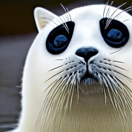 Image similar to photo of a harp seal with the face of a cat