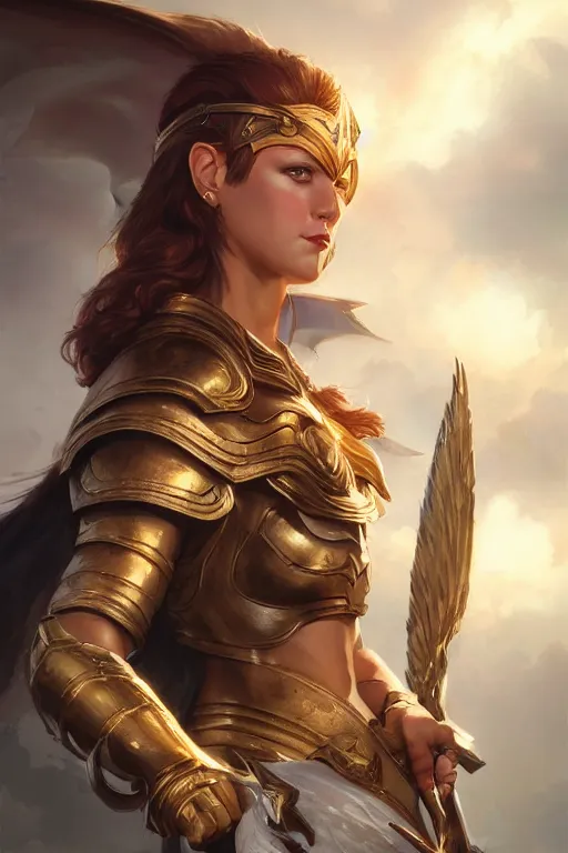 Image similar to amazon valkyrie athena, d & d, fantasy, portrait, highly detailed, headshot, digital painting, trending on artstation, concept art, sharp focus, illustration, art by artgerm and greg rutkowski and magali villeneuve