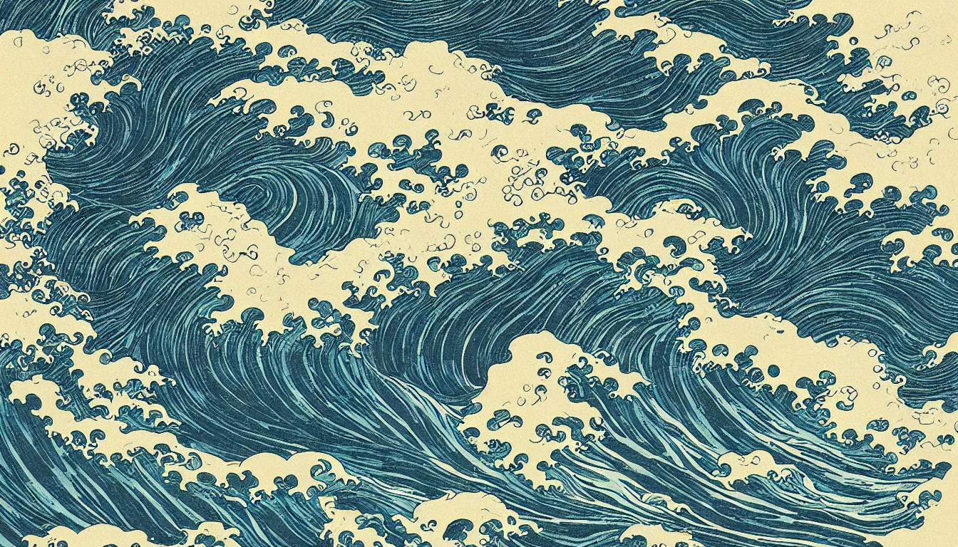 Image similar to ocean waves, japanese illustration