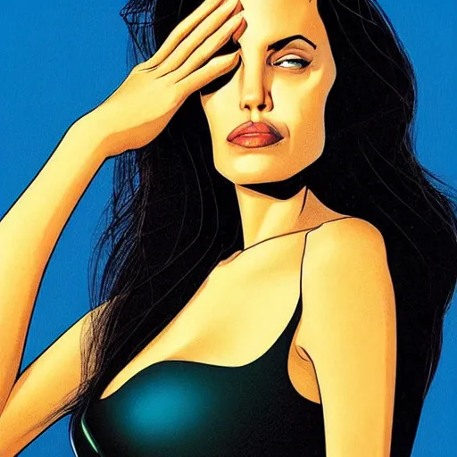 Image similar to “ angelina jolie retro minimalist portrait by jean giraud, moebius starwatcher comic, 8 k ”