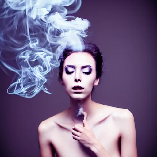 Image similar to woman character made of smoke, elegant, beautiful, 8 k, hyper real photo