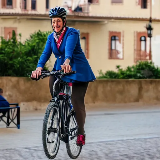 Image similar to esperanza macarena from seville riding a bicycle