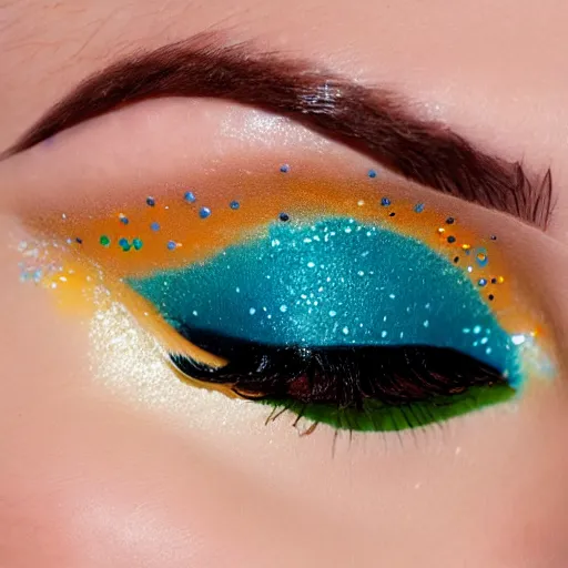 Image similar to close up of eyelids with ice - cream - sprinkles mascara