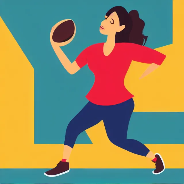 Prompt: female teacher holding apple like football in running-back pose vector logo, professional NFL sports style, flat colours, bright colours, Adobe EPS, SVG, professional, sharp edges