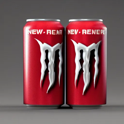 Image similar to new design aluminum can monster energy, red tones, 4k, octane render, ultra quality