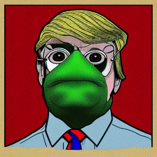 Image similar to Donald Trump as a Pepe Frog, digital art