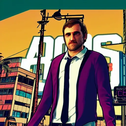 Image similar to bo burnham with beard in gta v loading screen