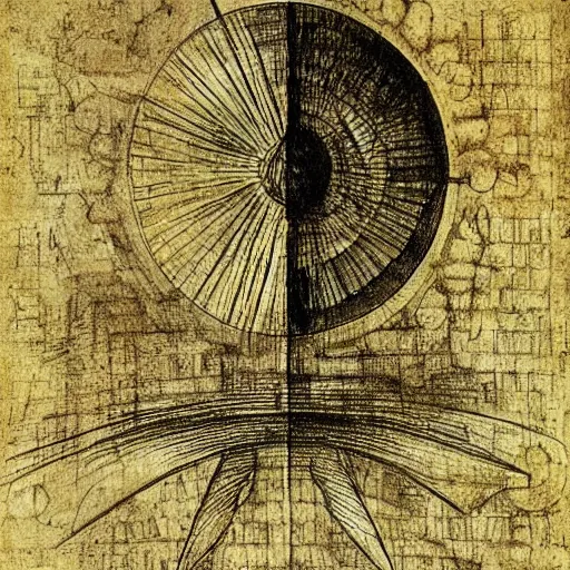 Prompt: technical drawing of amazing invention by Leonardo da Vinci , highly detailed