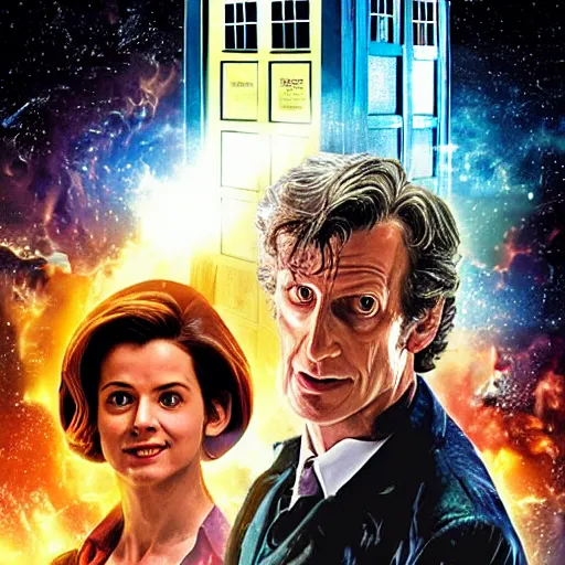 Prompt: Doctor Who movie poster, Comic book art