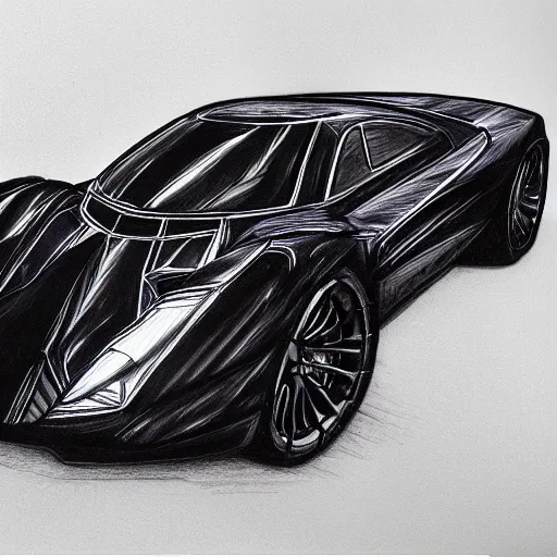 Image similar to ballpoint pen drawing of the batmobile