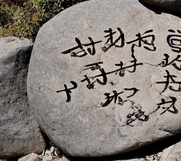 Image similar to ancient text on a rock, written in toki pona language