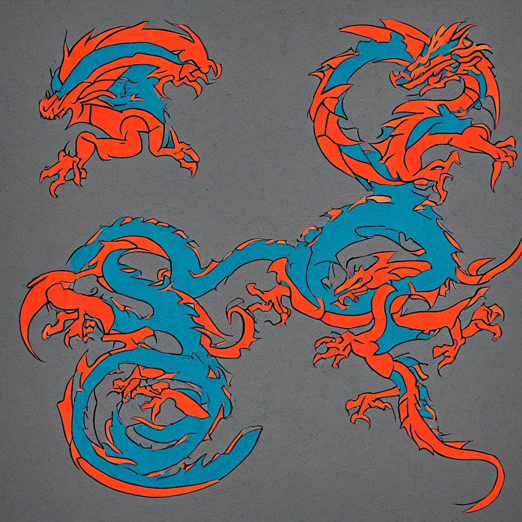 Prompt: a dragon, in the style of a sports logo