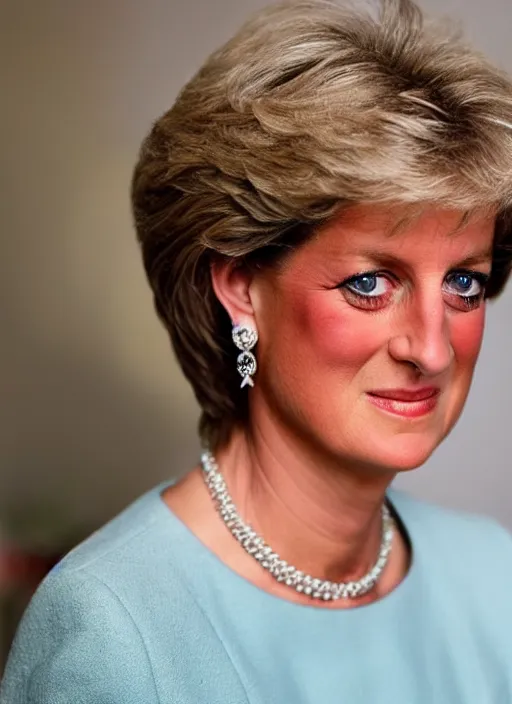 Prompt: DSLR photo portrait still of 61 year old age 61 Princess Diana at age 61!!!, 85mm f1.8