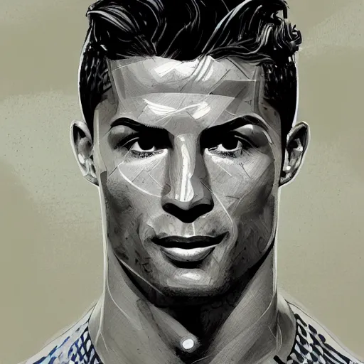 Prompt: Cristiano Ronaldo profile picture by Greg Rutkowski, asymmetrical, Organic Painting , Matte Painting, geometric shapes, hard edges, street art, trending on the artstation:2 by Sachin Teng:4