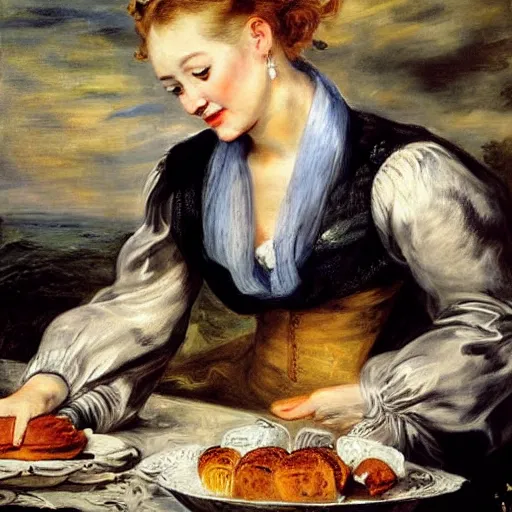 Prompt: heavenly summer sharp land sphere scallop well dressed lady drinking a starbuck latte, auslese, by peter paul rubens and eugene delacroix and karol bak, hyperrealism, digital illustration, fauvist