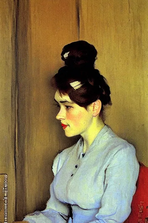 Image similar to lady, painting by serov