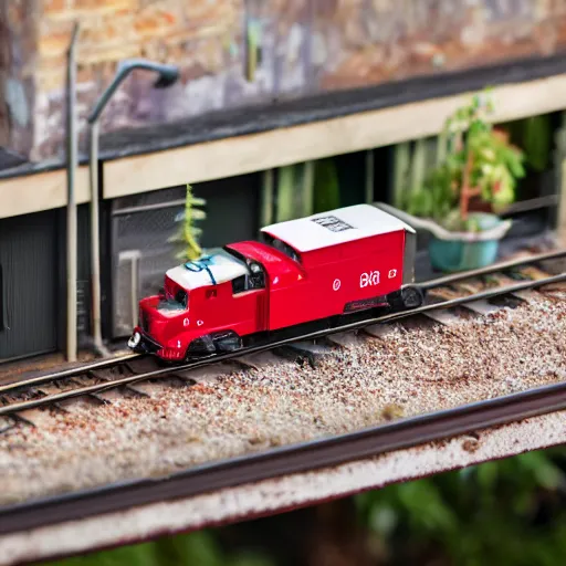 Image similar to macro photo of a miniature ho scale idubbbztv figure, canon 8 0 d, canon 1 0 0 mm f / 2. 8