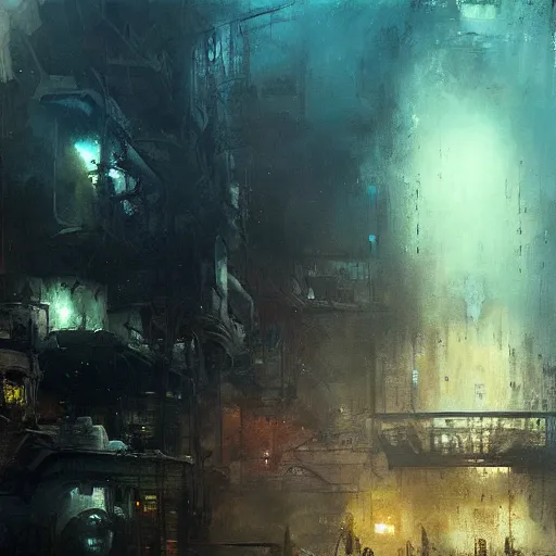 Image similar to highly detailed underwater city painted by jeremy mann