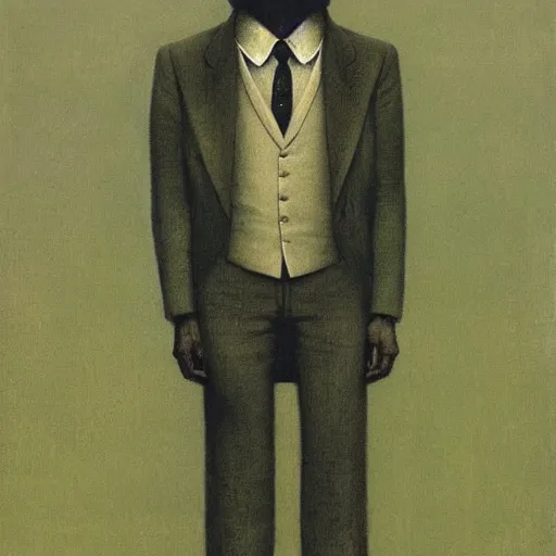 Image similar to monkey in a suit made by zdzislaw beksinski