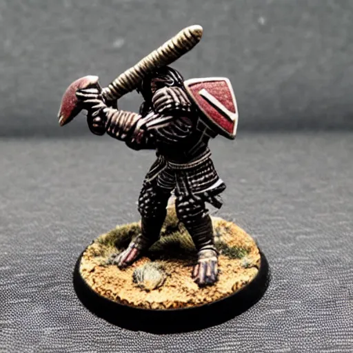 Prompt: miniature of a norse berserker playing blood bowl