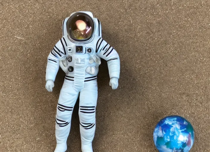 Prompt: Fine Image on the store website, eBay, Full body, 80mm resin figure of a detailed astronaut, Environmental light from the front