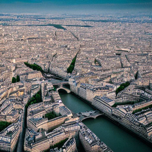 Image similar to a tilt shift picture of Paris