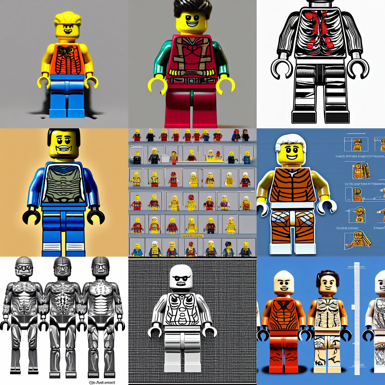 Prompt: detailed anatomical diagram of a lego minifigure