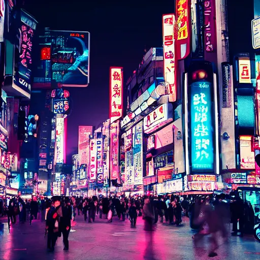 Image similar to a busy street filled with people in a futuristic tokyo with neon signs like blade runner 2 0 4 7