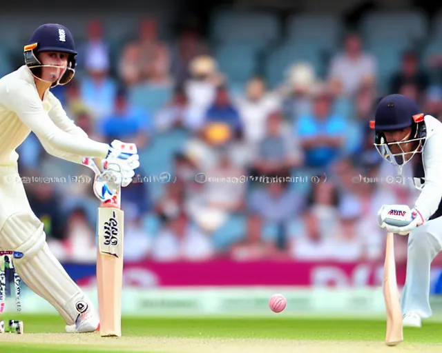 Image similar to emma watson opens the batting for england at lord's cricket ground, sports photography, close up, clear face