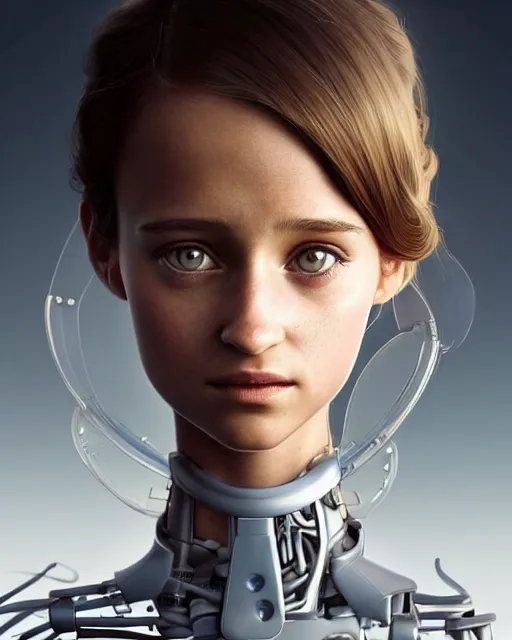 Prompt: weta disney pixar movie still head and torso portrait photo of young alicia vikander as thoughtful intricate detailed mechanical white plastic cyborg girl by pixar, by weta, wlop, ilya kuvshinov, rossdraws, artgerm, latex, iridescent, bright morning, anime, liosh, mucha