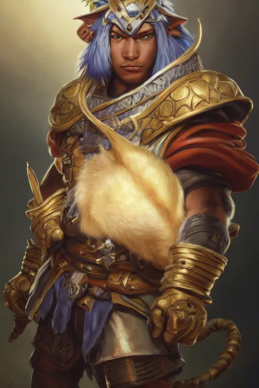 Image similar to legendary leonin fighter portrait, highly detailed, d & d, fantasy, highly detailed, digital painting, trending on artstation, concept art, sharp focus, illustration, global illumination, ray tracing, realistic shaded, art by artgerm and greg rutkowski and fuji choko and viktoria gavrilenko and hoang lap