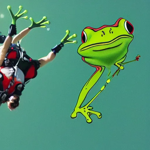 Prompt: skydiving frog