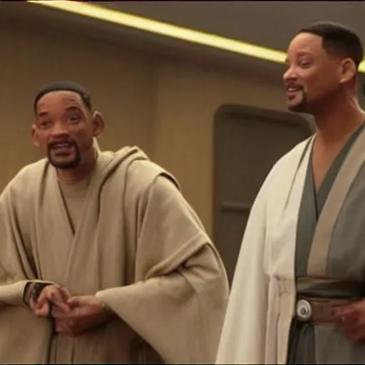 Image similar to will smith is on the jedi council but he will not be granted the rank of master, will thinks its outrageous and unfair