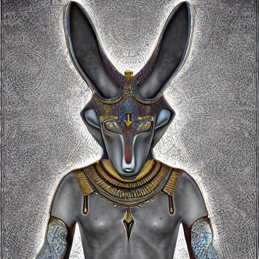 Image similar to anubis, highly detailed, digital art