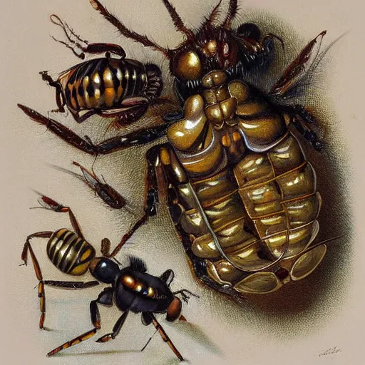 Image similar to a painting of insects by jean - pierre arboleda.