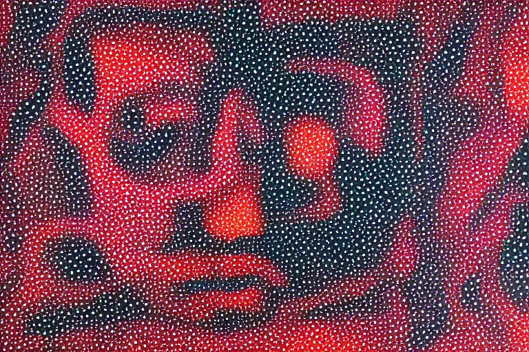 Image similar to face made out of planet, faceless people dark, dots, drip, stipple, pointillism, technical, abstract, minimal, style of francis bacon, asymmetry, pulled apart, cloak, hooded figure, made of dots, abstract, balaclava