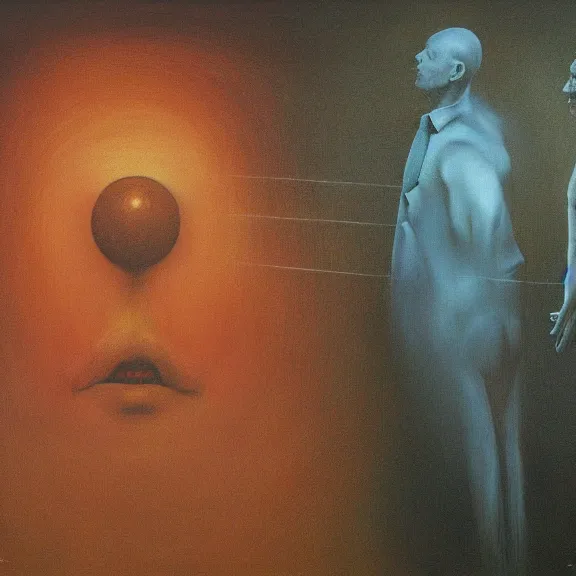 Image similar to a Painting representing mind games, Zdzislaw Beksinski, Ivan Seal, The Caretaker, Leyland Kirby