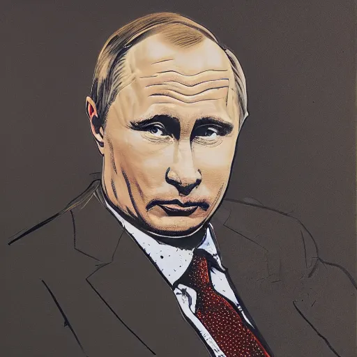 Image similar to a portrait of putin painted by ralph steadman, ultra 4 k