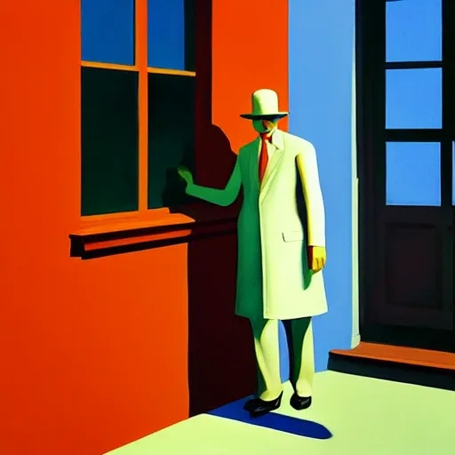 Image similar to painting of an invisible man, by edward hopper and james gilleard