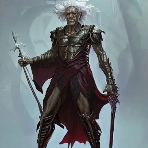 Image similar to Christopher Lloyd as belial, full_body!!, dungeons and dragons, highly_detailed!!, Highly_detailed_face!!! , artstation, concept art, sharp focus, illustration, art by artgerm and greg rutkowski and alphonse mucha