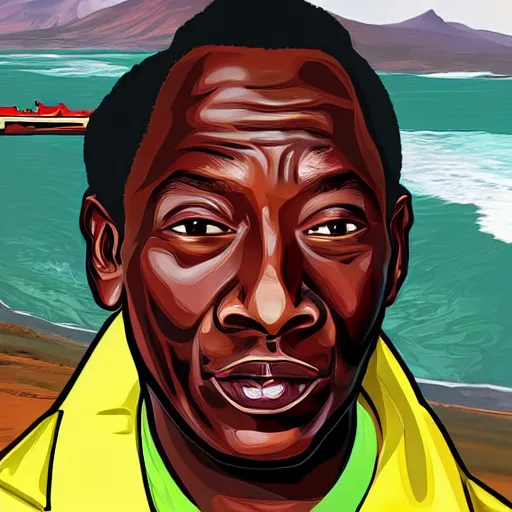 Image similar to portrait of pele in the style of gta